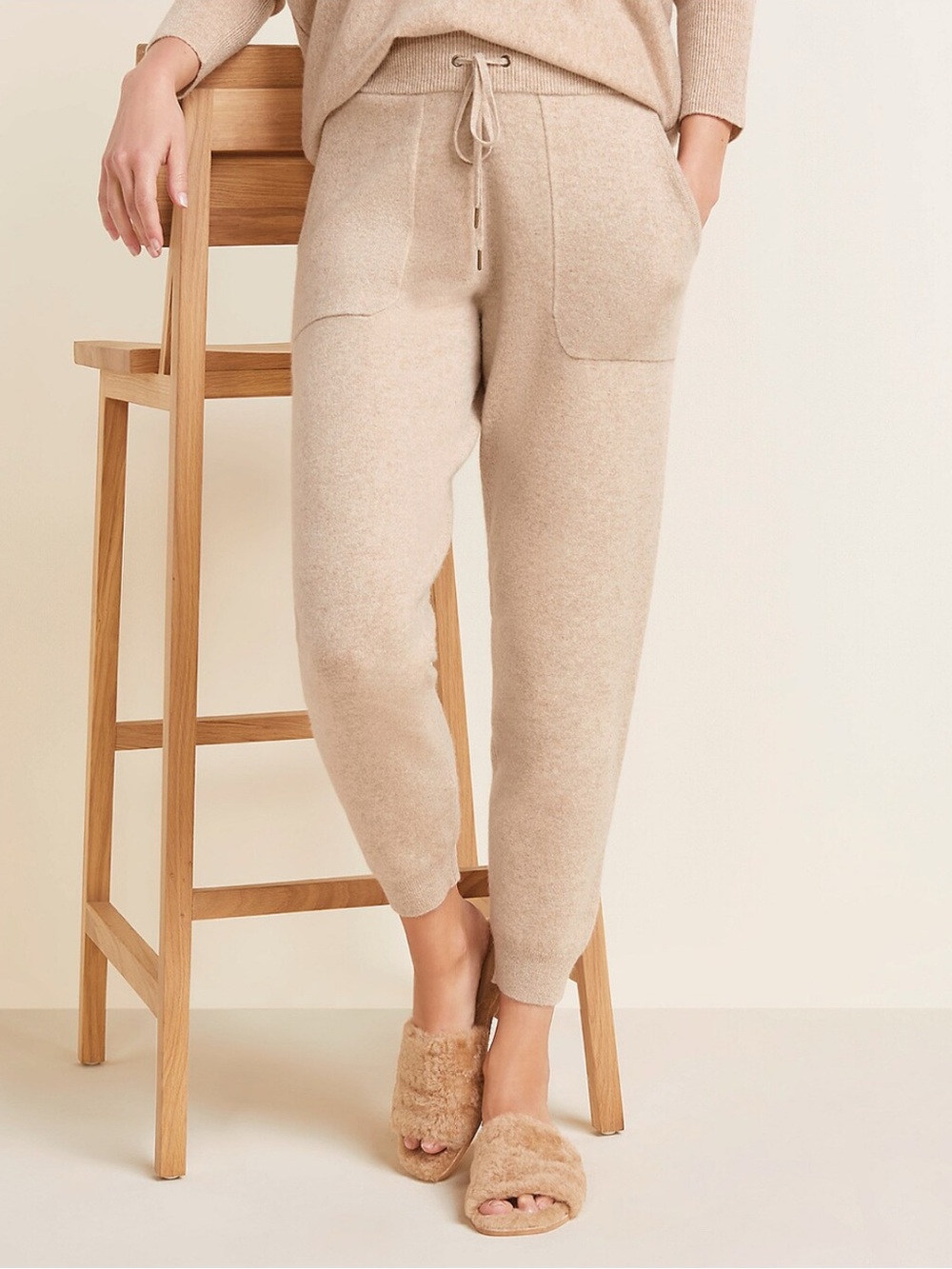 Garnet Hill NWOT Neutral Knit Drawstring Joggers - Beige